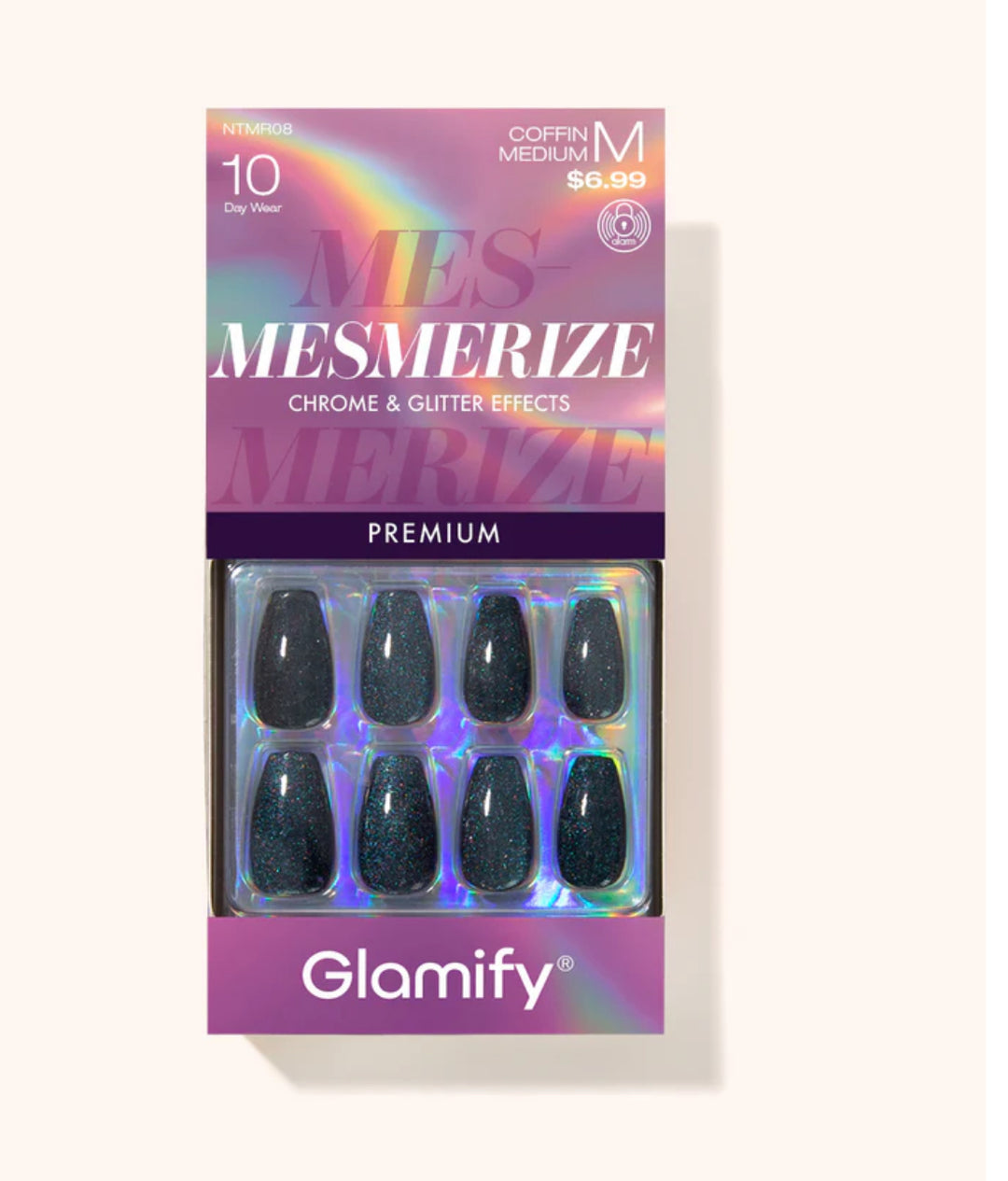 NTMR08 Mesmerize Premium Press On Nails - Coffin Medium