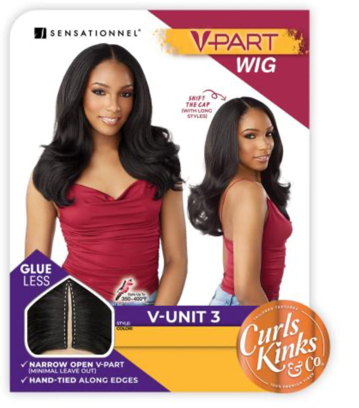 Sensationnel V-Part Wig Curls Kinks N Co Glueless V-Unit 3