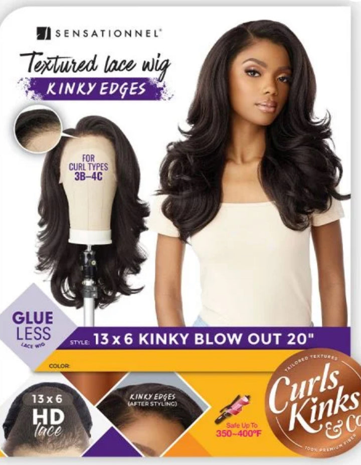 Sensationnel HD Lace Front Wig Curls Kinks N Co Glueless Kinky Edges 13X6 Kinky Blow Out 20"