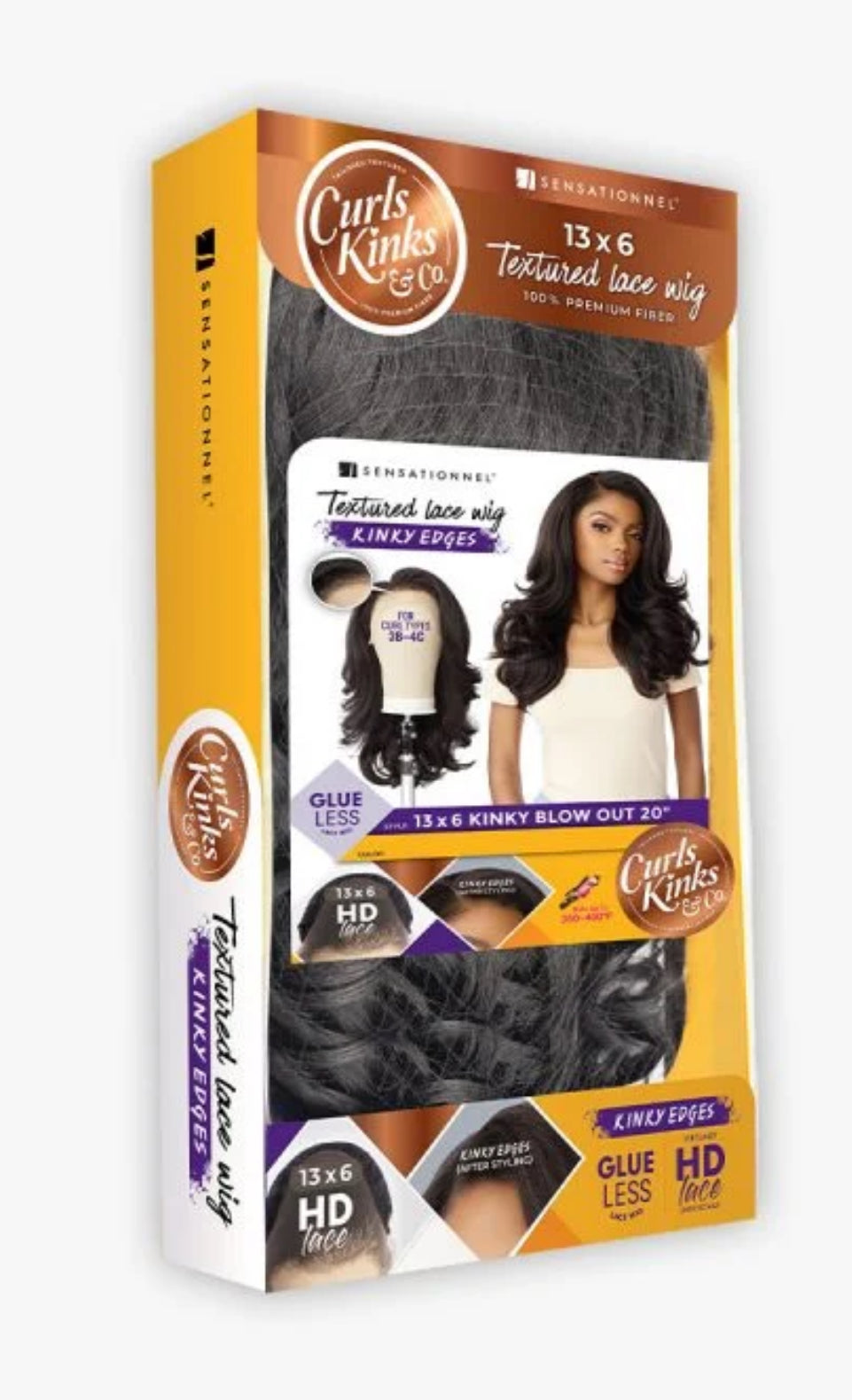 Sensationnel HD Lace Front Wig Curls Kinks N Co Glueless Kinky Edges 13X6 Kinky Blow Out 20"